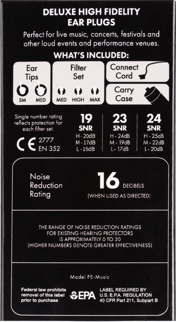 Fender DELUXE Hi-Fi Ear Plugs Set with Keychain Case