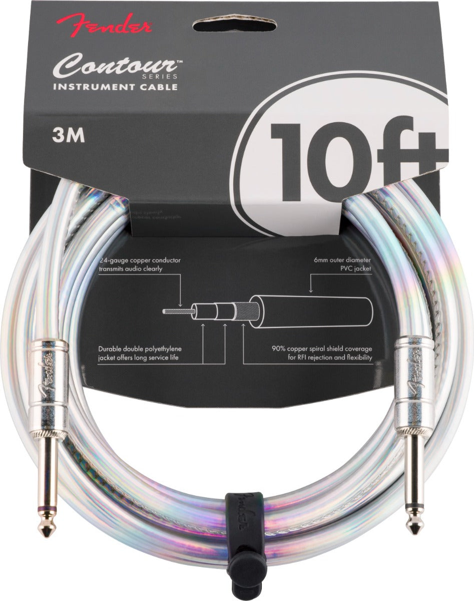 Fender Contour Series Galaxy Guitar/Bass Instrument Cable, Iridescent, 10'
