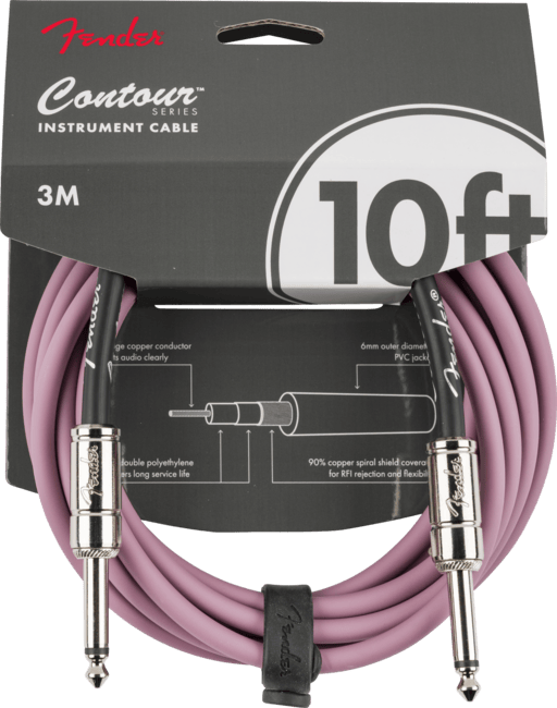 Fender Contour Series Guitar/Instrument Cable, Straight, 10' ft, Burgundy Mist
