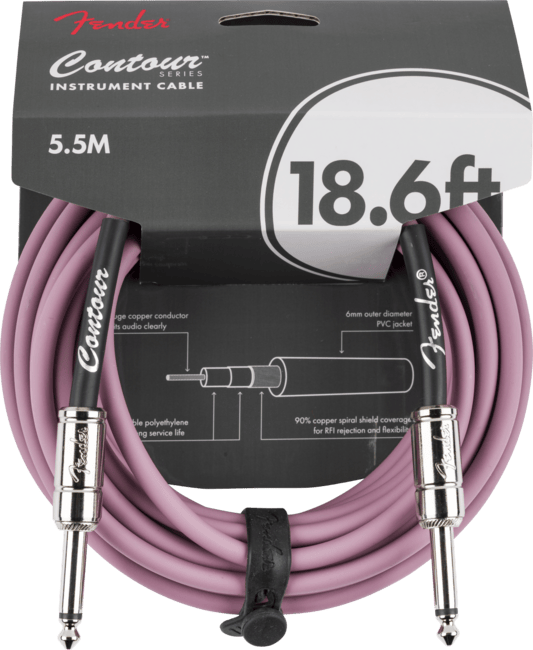 Fender Contour Series Guitar/Instrument Cable, Straight, 18.6' ft, Burgundy Mist