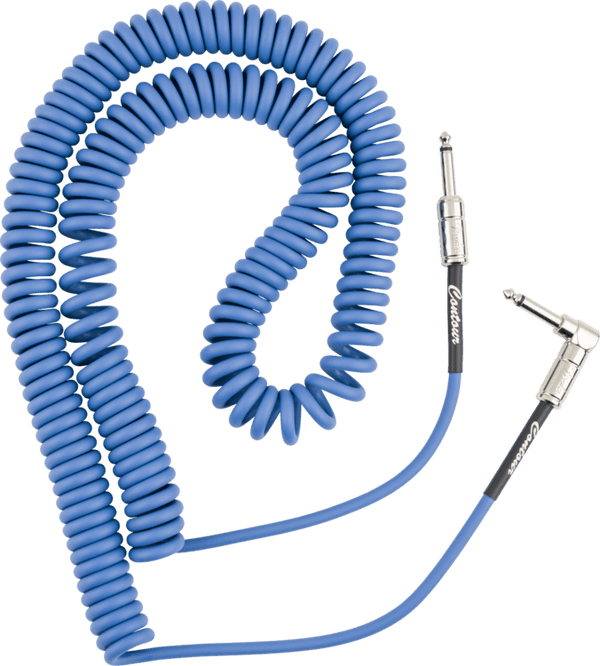 Fender Contour Series Guitar/Instrument Coiled Cable, 30' ft, Lake Placid Blue
