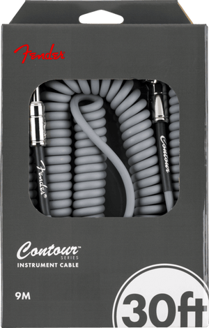 Fender Contour Series Guitar/Instrument Coiled Cable, 30' ft, Inca Silver