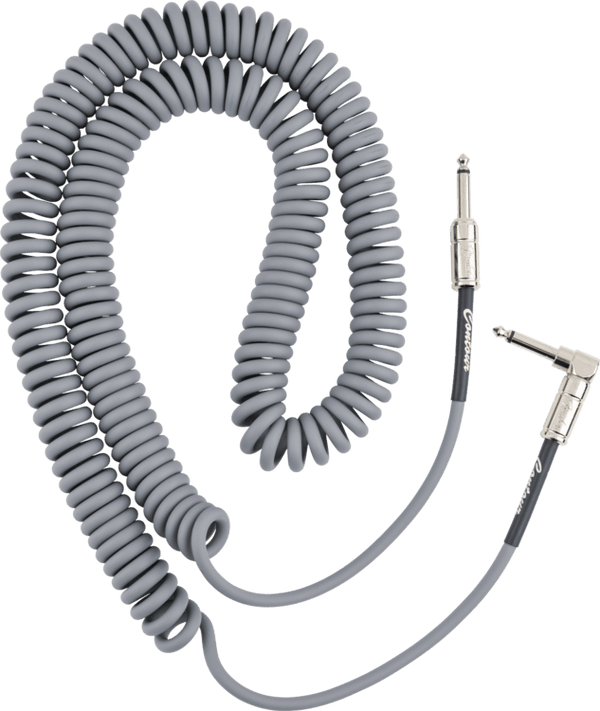 Fender Contour Series Guitar/Instrument Coiled Cable, 30' ft, Inca Silver
