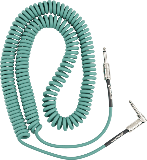 Fender Contour Series Guitar/Instrument Coiled Cable, 30' ft, Sherwood Green