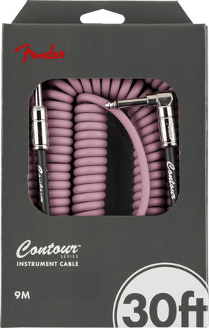 Fender Contour Series Guitar/Instrument Coiled Cable, 30' ft, Burgundy Mist