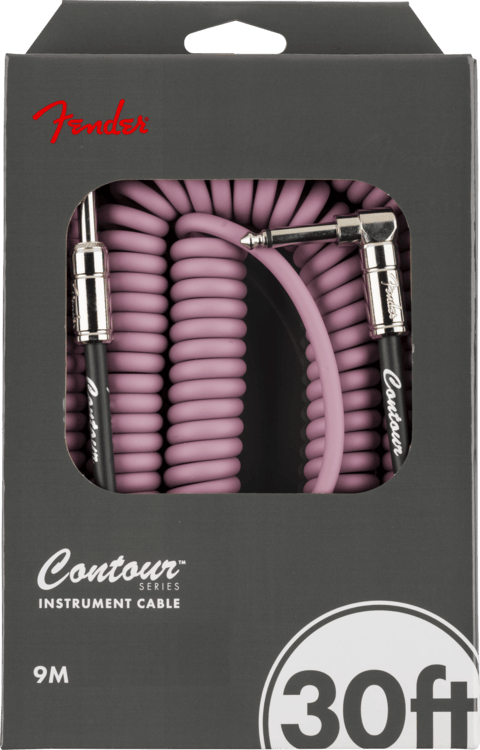 Fender Contour Series Guitar/Instrument Coiled Cable, 30' ft, Burgundy Mist