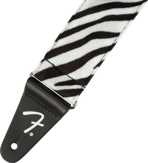 Genuine Fender 2" Wide, Wild Animal Faux Print Guitar Strap - Zebra