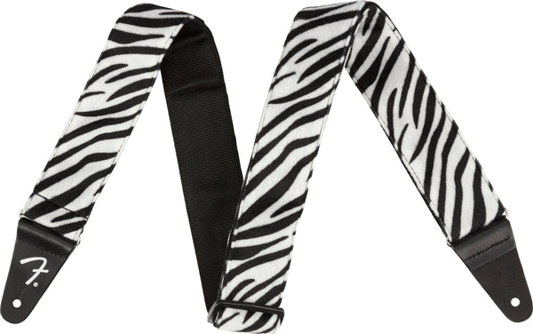 Genuine Fender 2" Wide, Wild Animal Faux Print Guitar Strap - Zebra