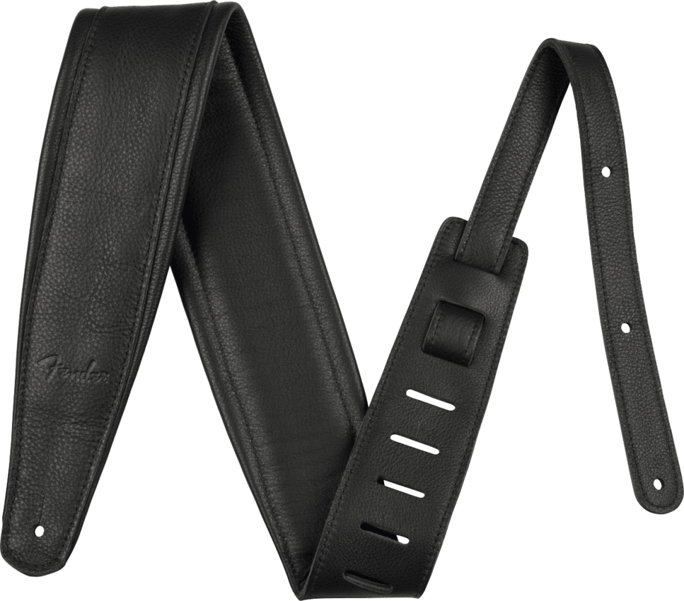 Genuine Fender Premium Luxurious Leather Strap, 3.5" Wide, Black