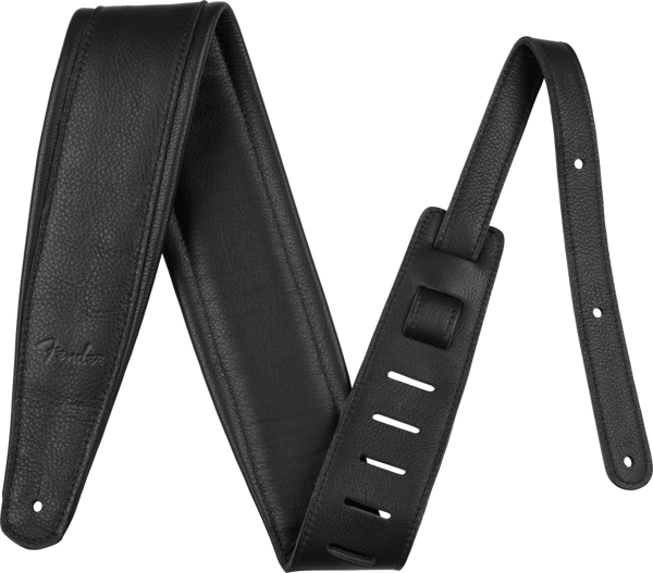 Genuine Fender Premium Luxurious Leather Strap, 3.5" Wide, Black