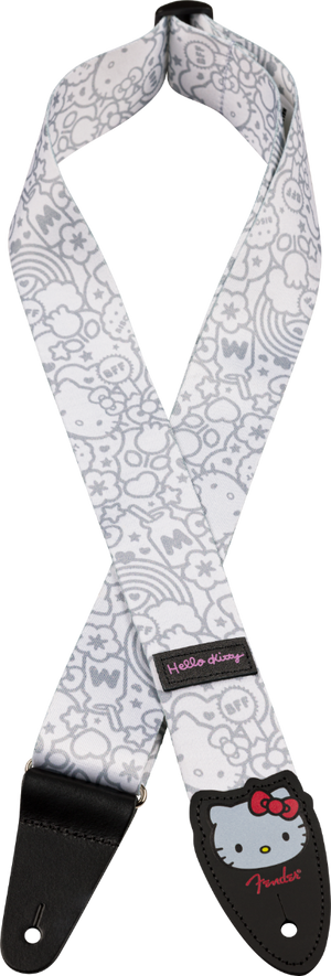 Fender X Hello Kitty Official White Poly Guitar Strap, 2" Width