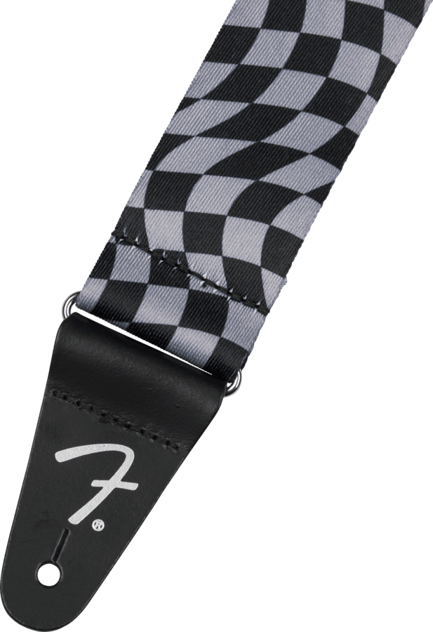 Genuine Fender Wavy Checkerboard Polyester Guitar Strap, Gray