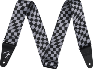 Genuine Fender Wavy Checkerboard Polyester Guitar Strap, Gray
