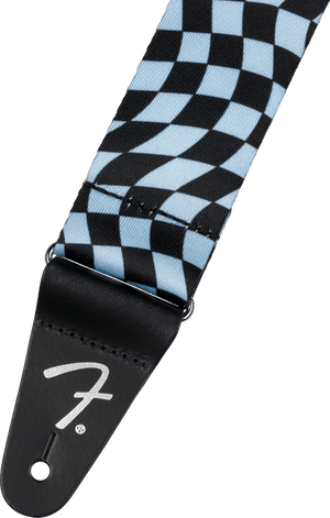Genuine Fender Wavy Checkerboard Polyester Guitar Strap, Blue