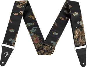 Genuine Fender Satin Dragon Guitar Strap, Black
