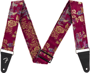 Genuine Fender Satin Dragon Guitar Strap, Wine