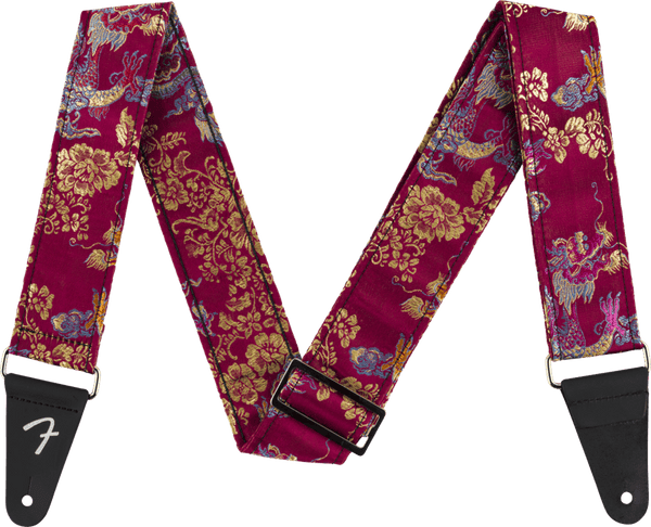 Genuine Fender Satin Dragon Guitar Strap, Wine