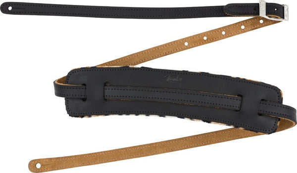 Genuine Fender Joe Strummer Vintage Guitar Strap - Black/Leopard 099-0640-017