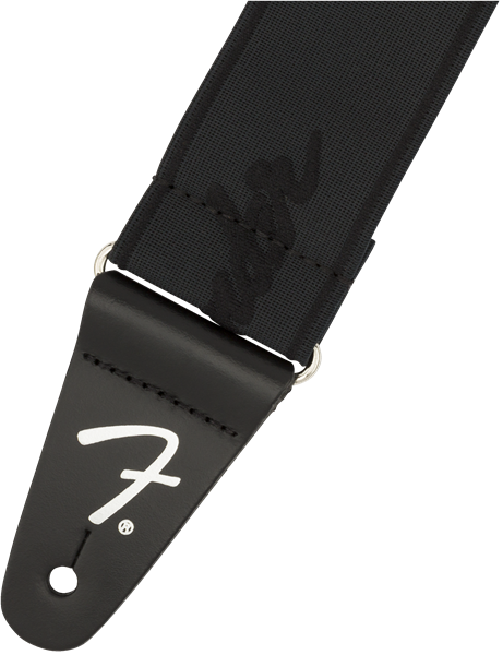 Genuine Fender WeighLess 2" Running Logo Elastic Stretch Guitar Strap, Black