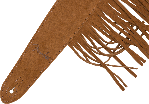 Genuine Fender Limited Edition 2-1/2 Inch Fringed Tan Suede Leather Guitar Strap