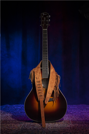 Genuine Fender Limited Edition 2-1/2 Inch Fringed Tan Suede Leather Guitar Strap