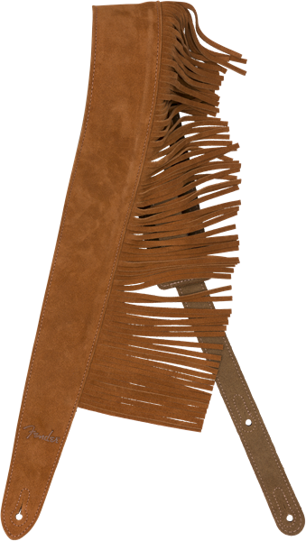 Genuine Fender Limited Edition 2-1/2 Inch Fringed Tan Suede Leather Guitar Strap