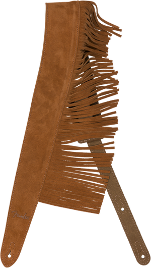 Genuine Fender Limited Edition 2-1/2 Inch Fringed Tan Suede Leather Guitar Strap