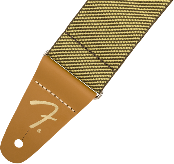 Genuine Fender WeighLess Stretch/Elastic Tweed Guitar Strap, Yellow Tweed
