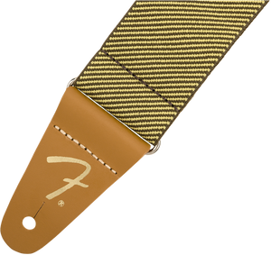 Genuine Fender WeighLess Stretch/Elastic Tweed Guitar Strap, Yellow Tweed