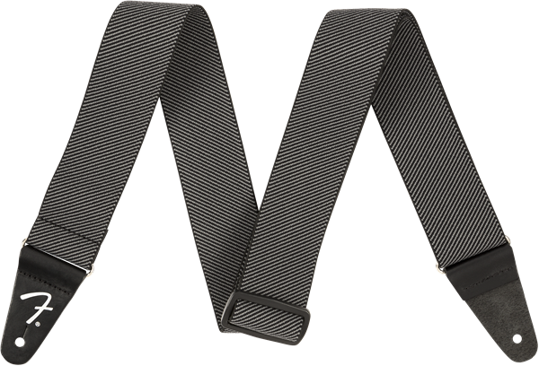 Genuine Fender WeighLess Stretch/Elastic Tweed Guitar Strap, Grey Tweed