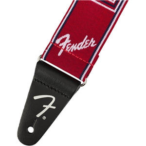 Genuine Fender WeighLess Stretch 2" Monogrammed Guitar Strap, Red/White/Blue