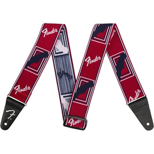 Genuine Fender WeighLess Stretch 2" Monogrammed Guitar Strap, Red/White/Blue