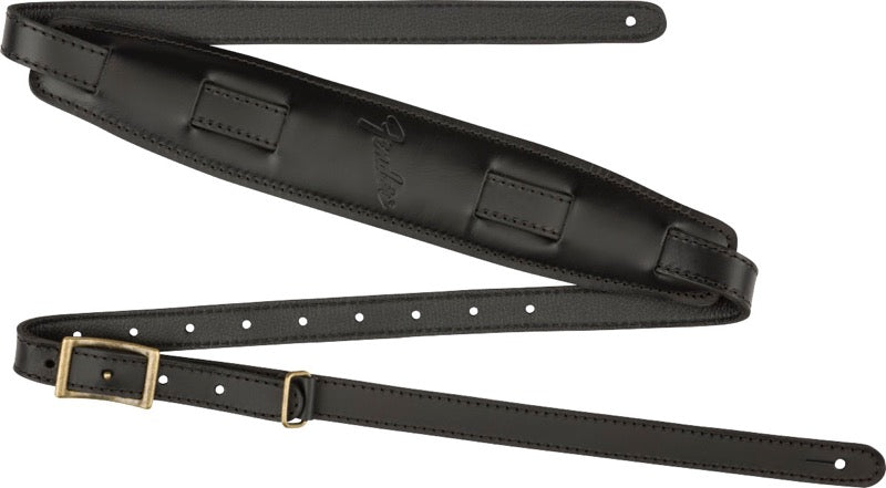 Genuine Fender Vintage Leather Saddle Guitar Strap, Black 099-0689-006