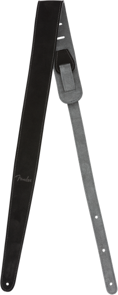 Genuine Fender 2" Wide Suede Guitar Strap, Black/Gray, Reversible