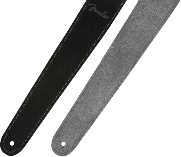Genuine Fender 2" Wide Suede Guitar Strap, Black/Gray, Reversible