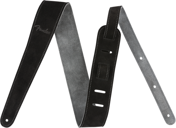 Genuine Fender 2" Wide Suede Guitar Strap, Black/Gray, Reversible