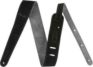 Genuine Fender 2" Wide Suede Guitar Strap, Black/Gray, Reversible