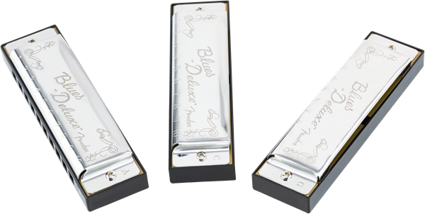 Fender Blues Deluxe Harmonica PACK OF 3 with Case - Keys C, G, A