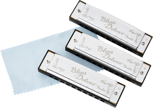 Fender Blues Deluxe Harmonica PACK OF 3 with Case - Keys C, G, A