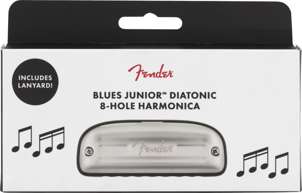 Fender Blues Junior Harmonica with Necklace Lanyard, Key of C, 099-0701-201