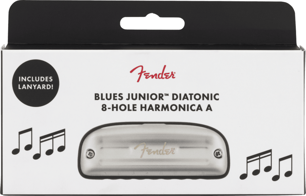 Fender Blues Junior Harmonica with Necklace Lanyard, Key of A, 099-0701-203