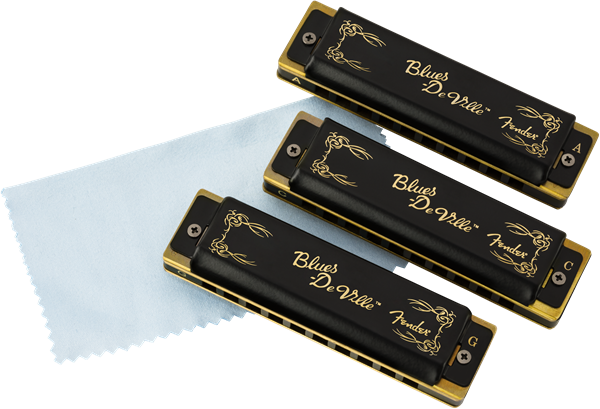 Fender Blues DeVille Harmonica PACK OF 3 with Case - Keys C, G, A