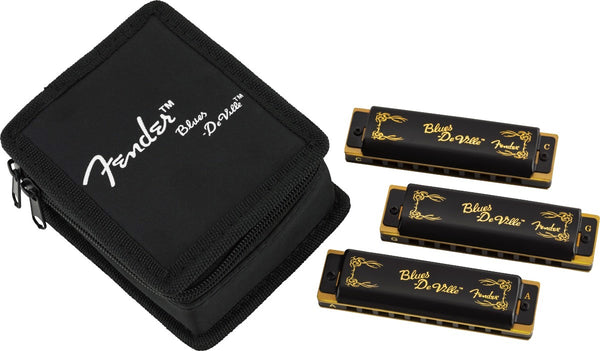 Fender Blues DeVille Harmonica PACK OF 3 with Case - Keys C, G, A