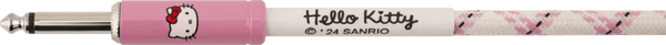 Fender X Hello Kitty Official 10' ft Instrument/Guitar Cable, Woven White/Pink