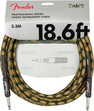 Fender Professional Instrument/Guitar Cable, Straight, Woodland Camo 18.6' ft