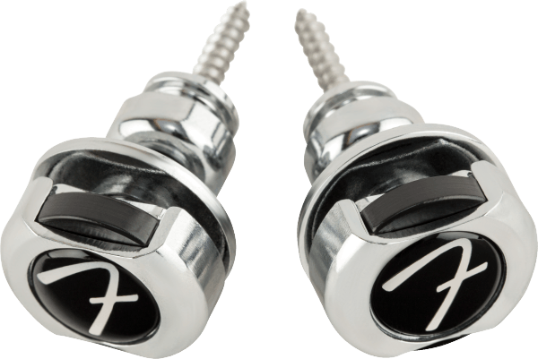 Genuine Fender Infinity F Logo Strat/Tele Guitar Strap Locks Straplocks - CHROME