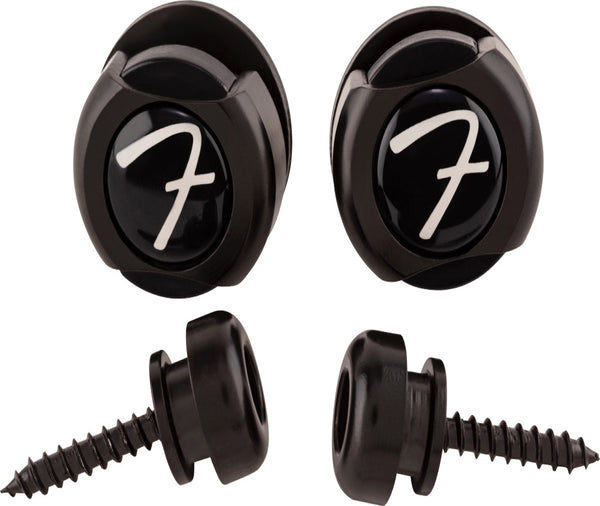 Genuine Fender Infinity F Logo Strat/Tele Guitar Strap Locks Straplocks - BLACK