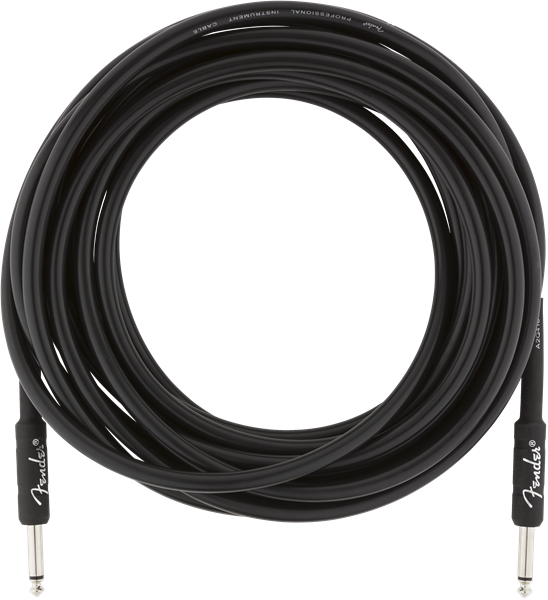 Fender Professional Series Black Guitar/Instrument Cable, Straight, 25' ft