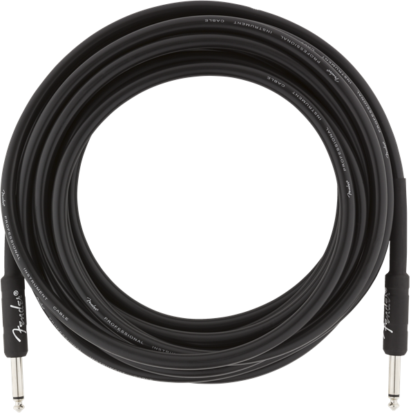 Fender Professional Series Black Guitar/Instrument Cable, Straight, 18.6' ft