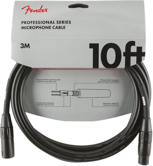 Fender Professional Series Microphone/Mic XLR Cable, Black, 10' ft